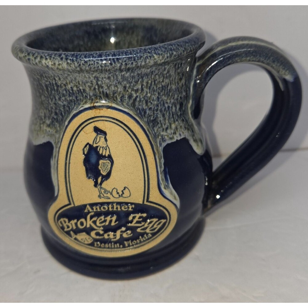 Deneen Pottery Another Broken Egg Cafe Black W/ Brown Drip Painted Mug Florida